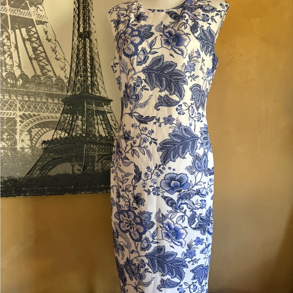 Vince Camuto Blue and White Sheath Dress